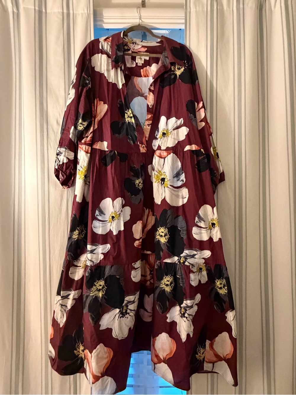 Anthropologie Burgundy Floral Maxi Dress